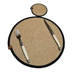 TELARES DE ESTILO - Set Individuales con Posa Vasos Hecho a Mano Mesa Terraza Mantel Yute Algodón