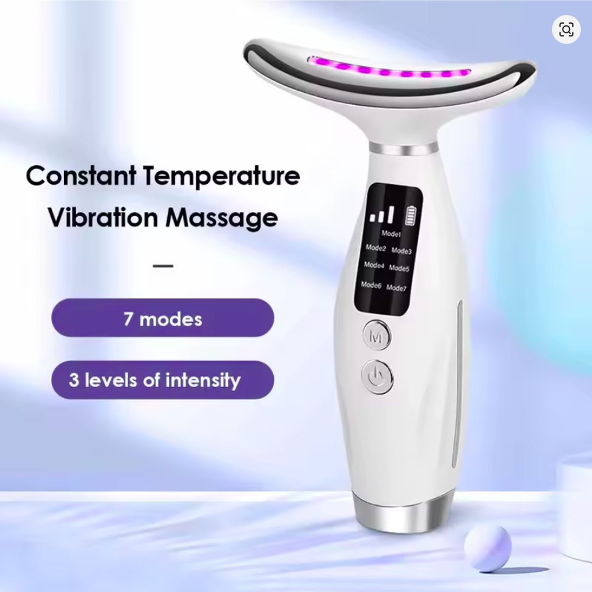 GENERICO - Masajeador Facial Cuello 3 Niveles Led Antiedad, Blanco