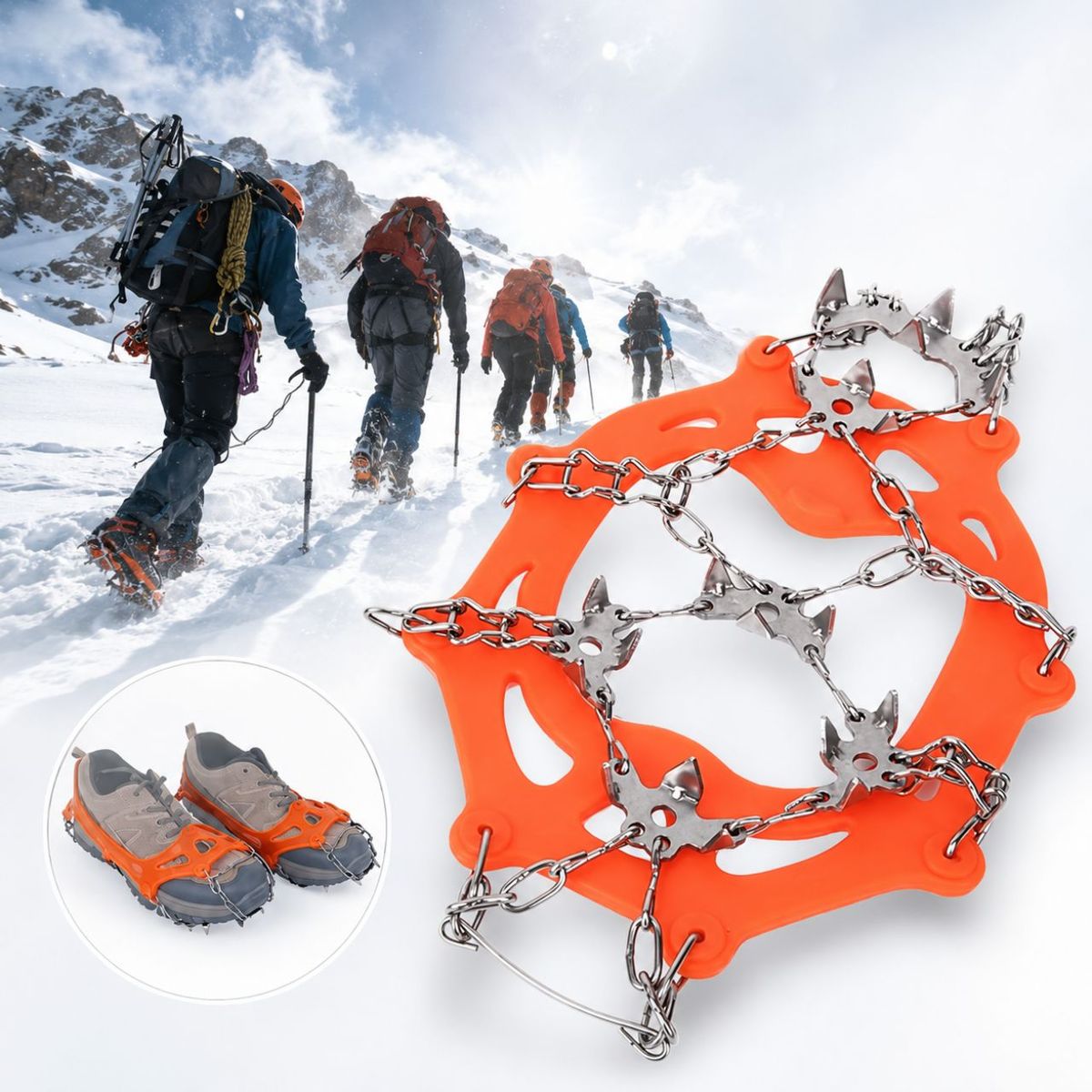 CAMPSOR - Crampones Antideslizantes para Nieve y Hielo con Puntas de Acero - Ajuste Universal
