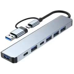 GENERICO - Hub USB-C y USB-A 7 en 1 Multipuerto USB 3.0 para Notebook PC