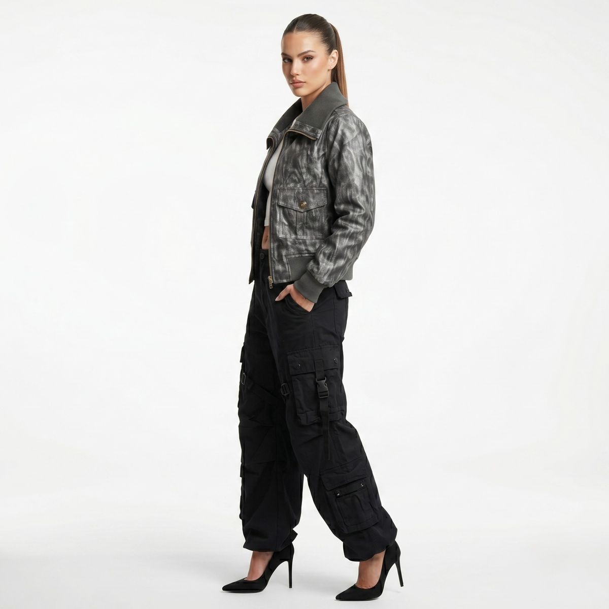 D'JOE - Chaqueta Ecocuero Bomber Mujer Phoebe