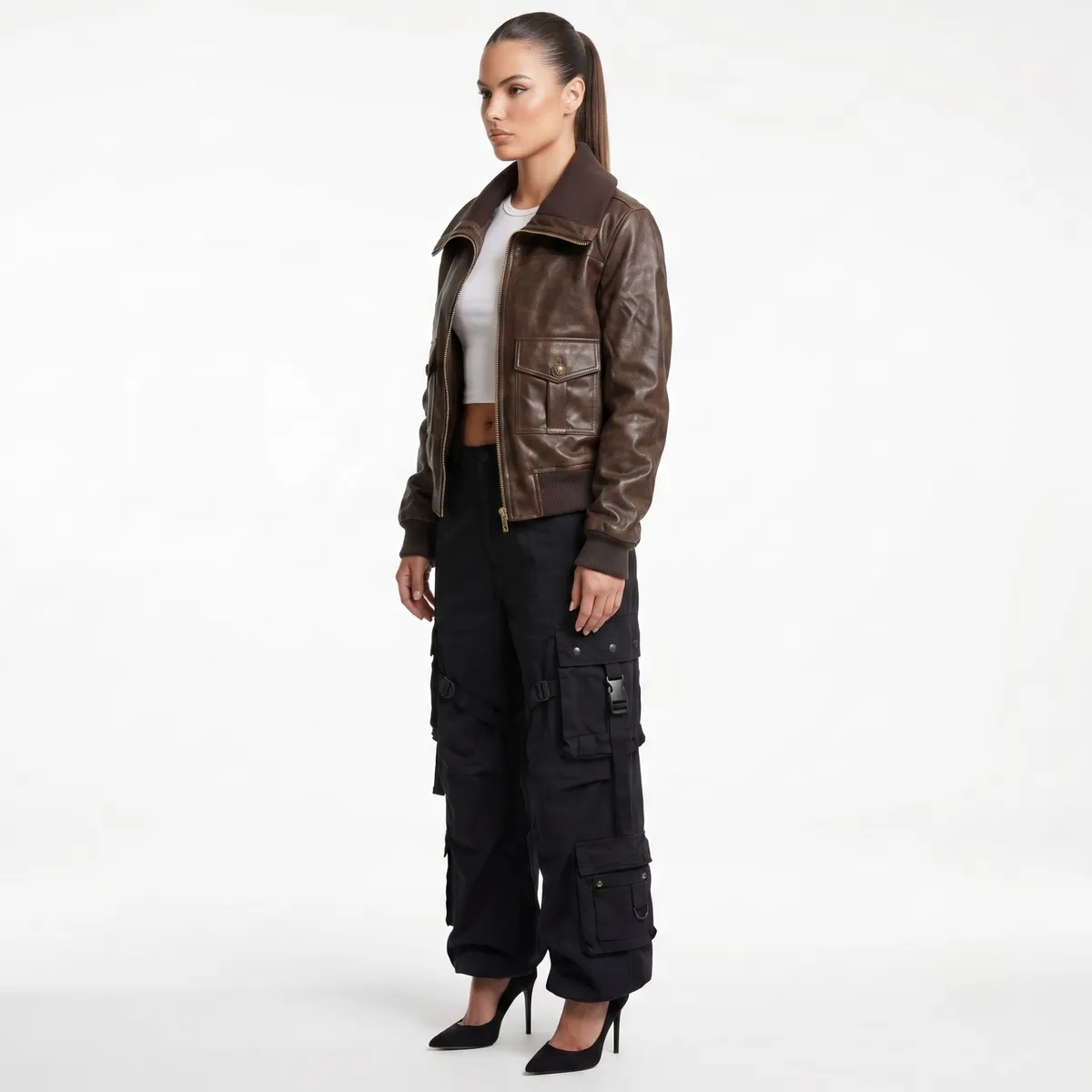 D'JOE - Chaqueta Ecocuero Bomber Mujer Phoebe