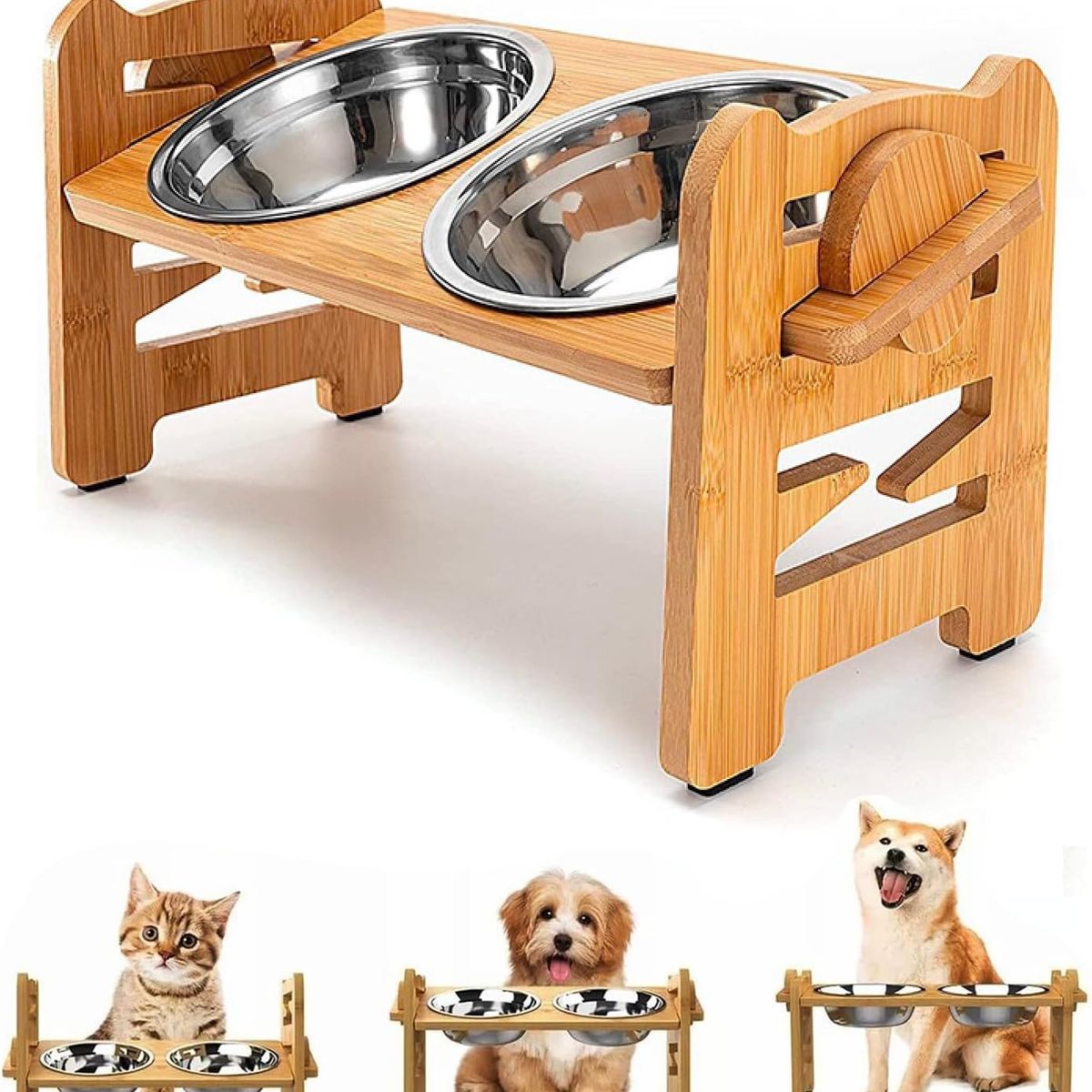 TSKY CHILE SHOPPING - Comedero para Gato, Comedero Elevado para Perro, Plato Elevado para Gatos,Altura y Ángulo Ajustables