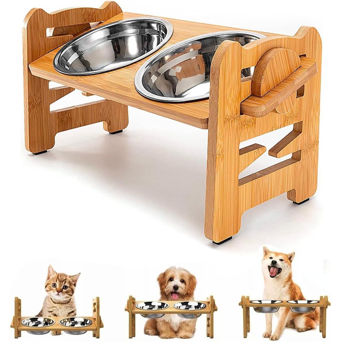 TSKY CHILE SHOPPING - Comedero para Gato, Comedero Elevado para Perro, Plato Elevado para Gatos,Altura y Ángulo Ajustables