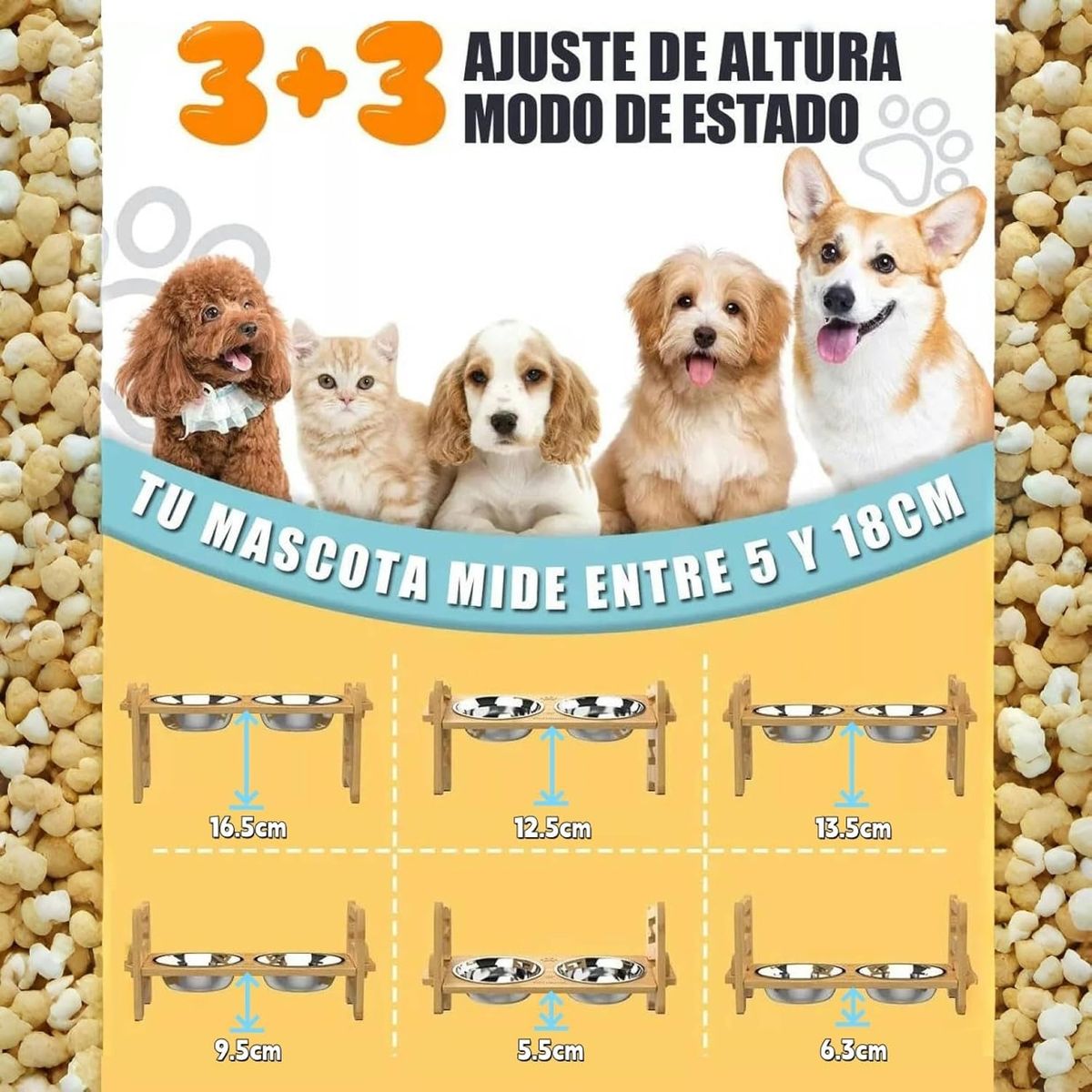 TSKY CHILE SHOPPING - Comedero para Gato, Comedero Elevado para Perro, Plato Elevado para Gatos,Altura y Ángulo Ajustables