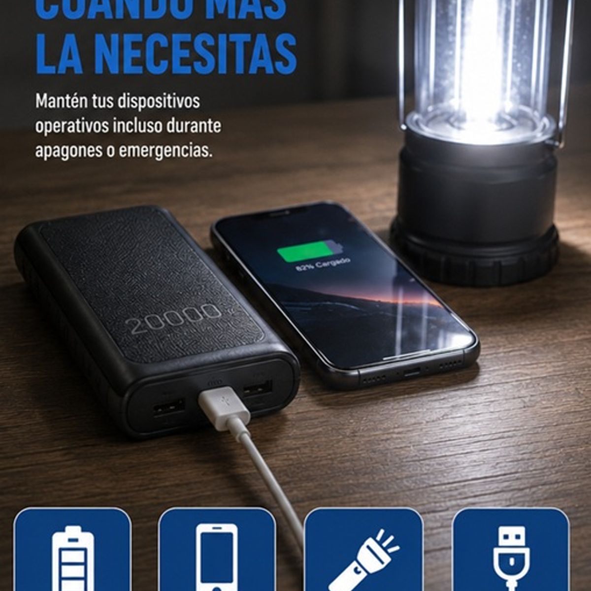 MOVI - Kit de Emergencia 54 Piezas con Power Bank 20.000 mAh