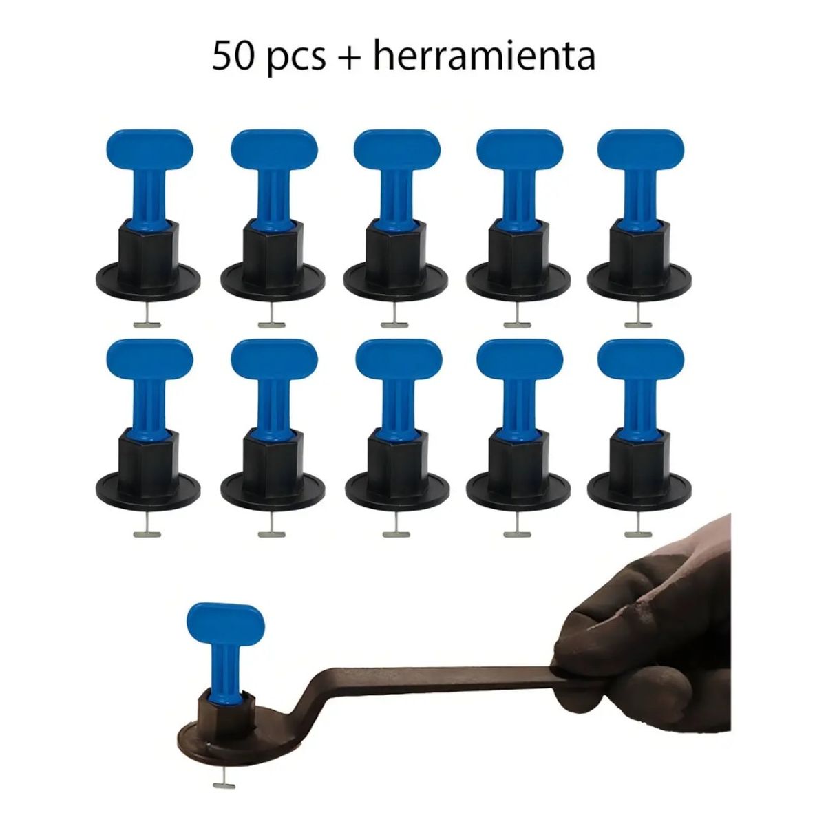 GENERICO - Pack 250 Nivelador De Porcelanato Reutilizables azul 5 Bolsas