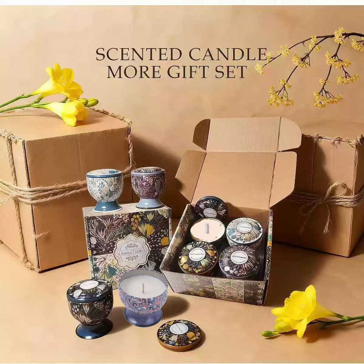 POLASUP - Set 4 Velas Lata De Regalo Para Velas Aromáticas Artísticas