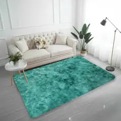GENERICO - ALFOMBRA PELUDA TIPO SHAGGY DE 180CM X 200CM COLOR TURQUESA JASPEADO
