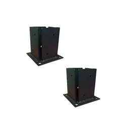 GENERICO - Kit 2 Soportes Base Pilar 4 Placas 90mm Fierro Acero 4mm Mig