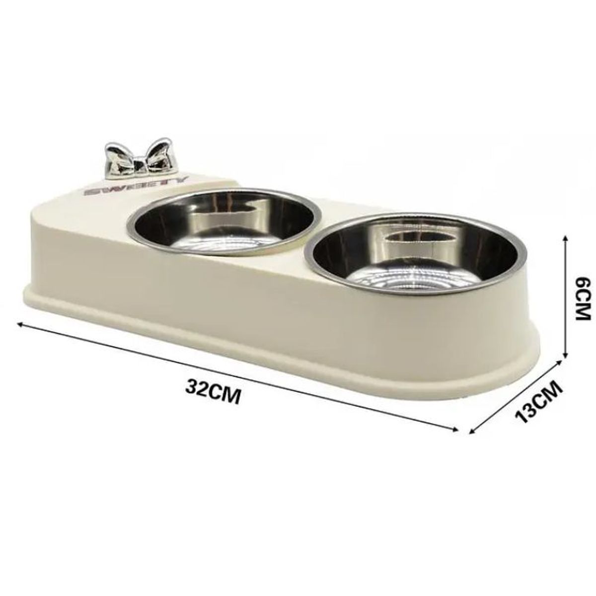 GENERICO - Comedero Doble Para Mascotas De Plástico 32cm Color Surtido 1pcs