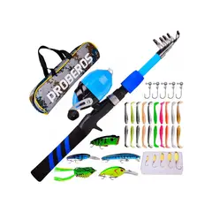 GENERICO - Kit Pesca 1.8m Caña Carrete Señuelo Accesorio Bolsa Completo Labg
