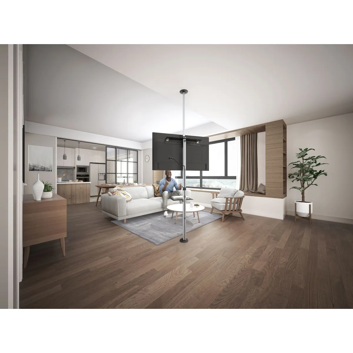 BRASFORMA - Soporte para TV de PISO a TECHO  Inclinable, Tipo Pole  37" a 70" 360°  SBRP46T  Brasforma