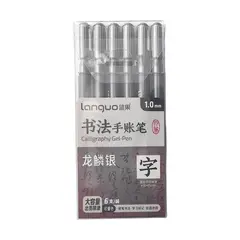 LANGUO - Set 6 Lápices Gel 1.0mm Plata -