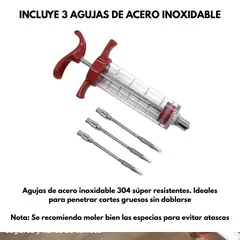 GENERICO - Jeringa Inyectora Para Carne Pavo Asados Con 3 Agujas