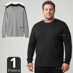 UTILISIMO - Camisetas Poleras Algodón Basico Oversize Manga Larga Primera Capa Hombre
