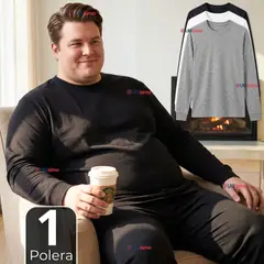 UTILISIMO - Camisetas Poleras Algodón Basico Oversize Manga Larga Primera Capa Hombre