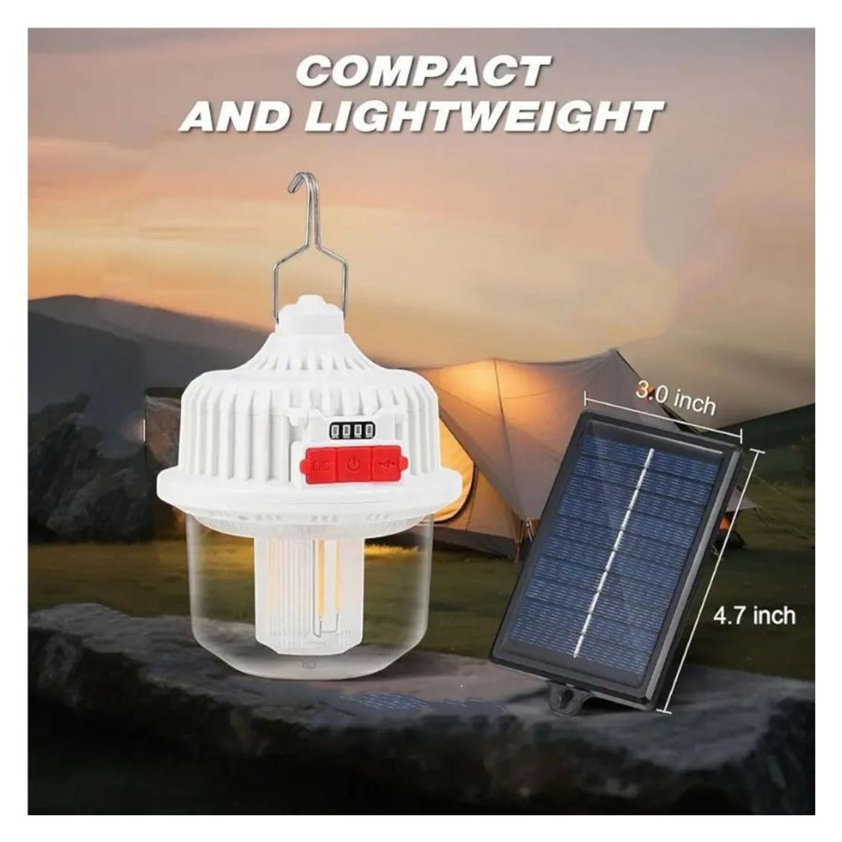 GENERICO - Foco Ampolleta Solar LED IRM 120W Emergencia Camping USB