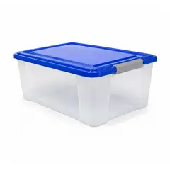 KENDY - Caja Organizadora Plástica 14 Lts Transparente Con Tapa