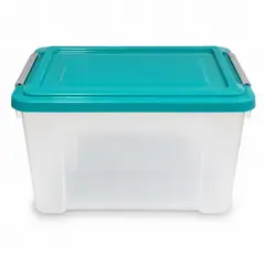 KENDY - Caja Organizadora Plástica 18 Lts Transparente Con Tapa