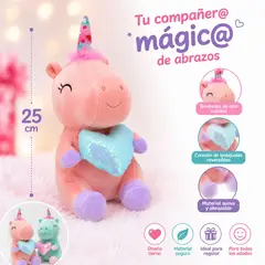 TOPSOC - Peluche de unicornio con corazón 25 cm