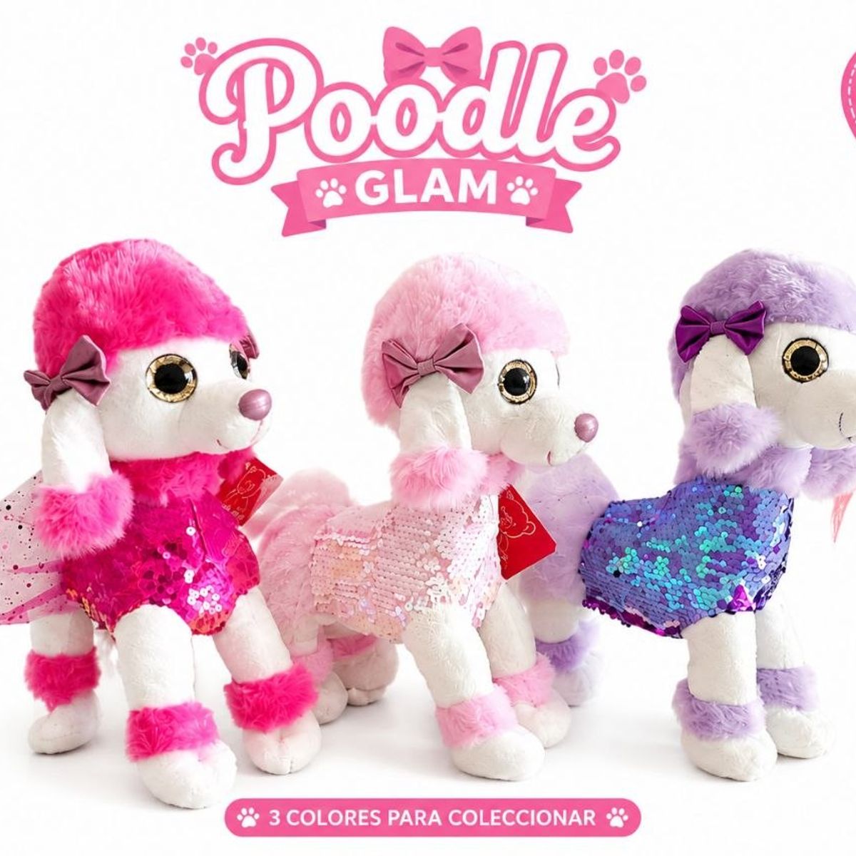 TOPSOC - Peluche de Perritos Con Lentejuelas 28 cm