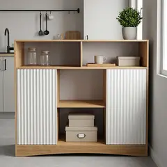 GENERICO - Estante Librero Moderno 100x30x90cm, Mueble Organizador De Libros Con Puertas Acanaladas