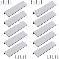 KUANGYE - 10 PCS Tirador de Puerta Mueble Ocultas Invisibles 128/150mm,Manijas para Muebles con Tornillos