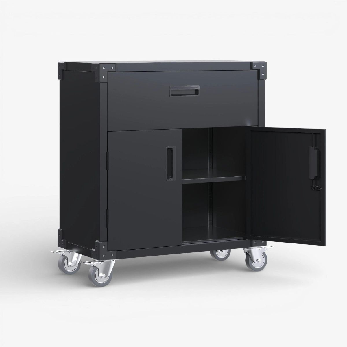 METANEK AMERICAN DESIGN - Gabinete Metalico 2 puertas 1 cajon con ruedas - Black Premium TC-13