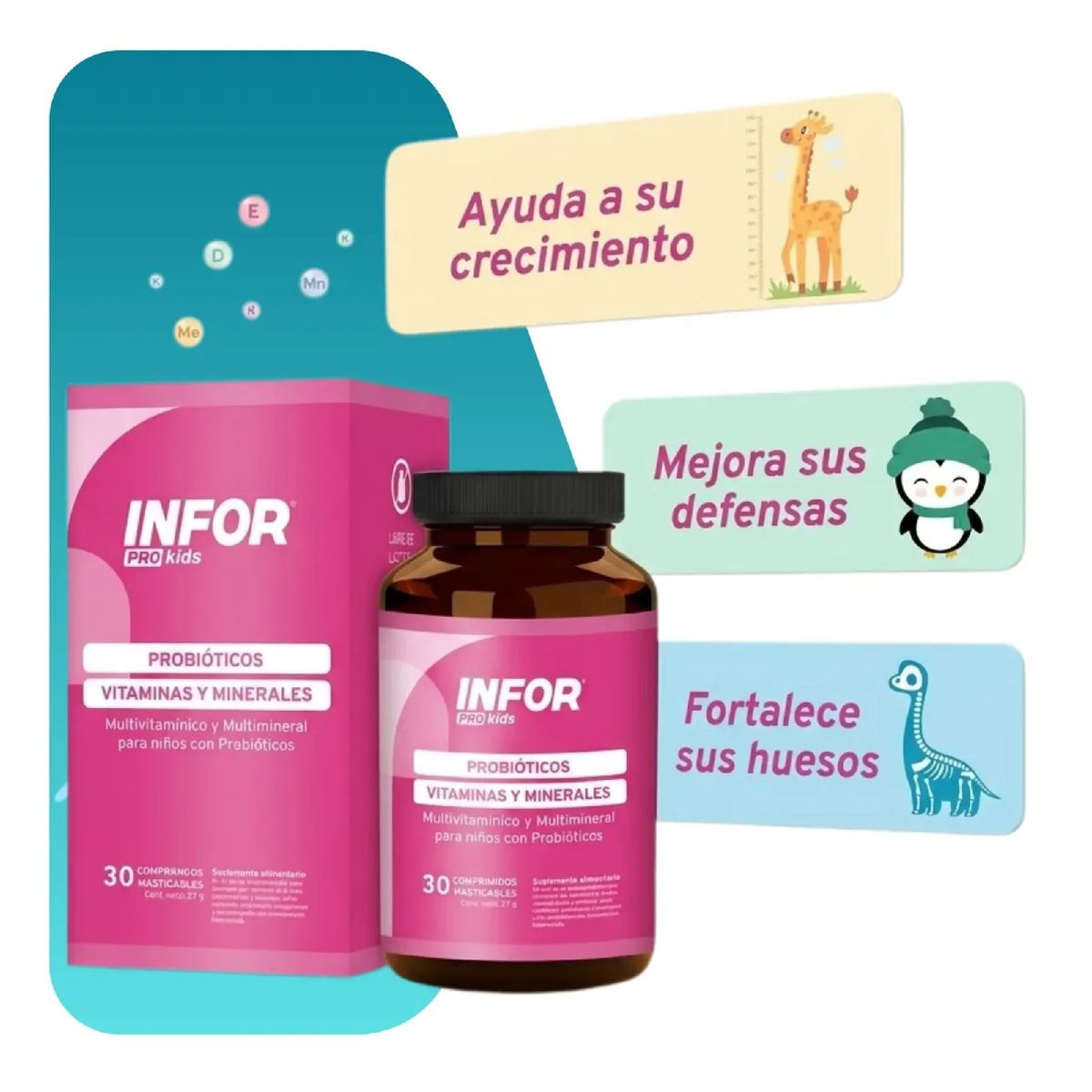 INFOR - Infor Pro Kids Probioticos + Vitaminas Y Minerales 30 Mastic