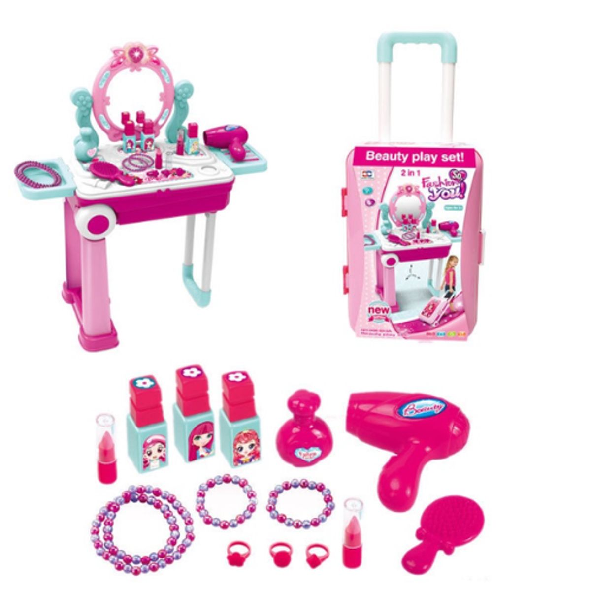 GENERICO - Set De Belleza Infantil Maleta Con Ruedas Tocador Maquillaje