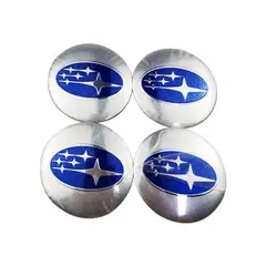 GENERICO - Set X4 Tapas centro de Llantas de autos 60mm universal subaru plata con azul