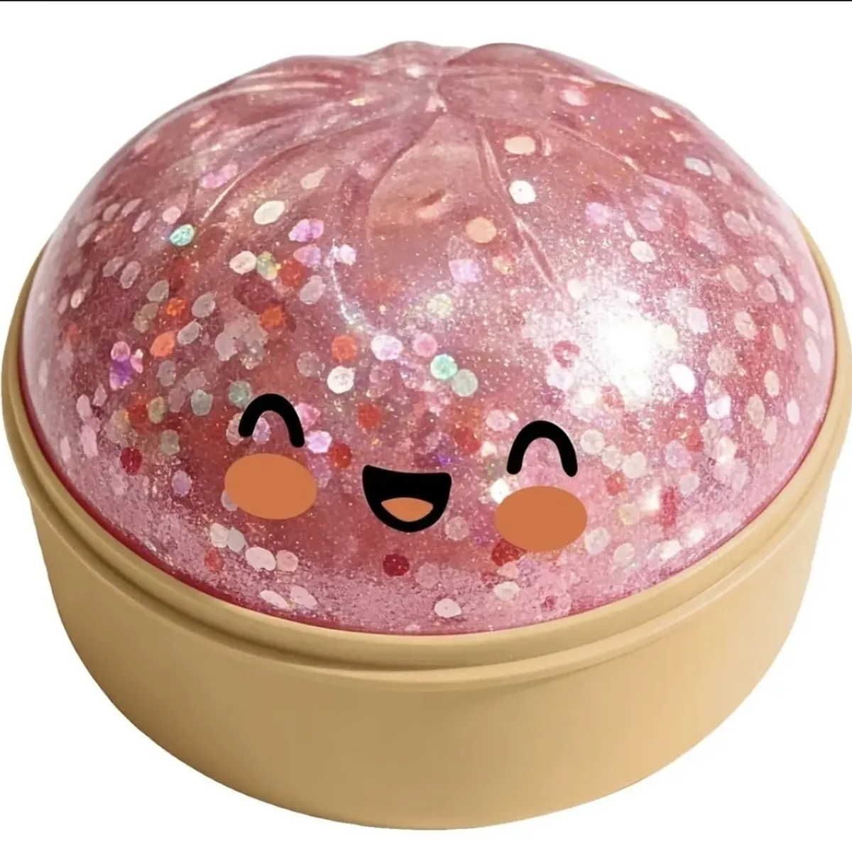 GENERICO - Bao squishy  Rosado Purpurina Brillante  Viral Dumpling Sensorial .