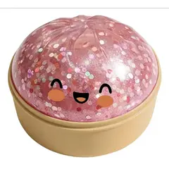 GENERICO - Bao squishy Rosado Purpurina Brillante Viral Dumpling Sensorial .
