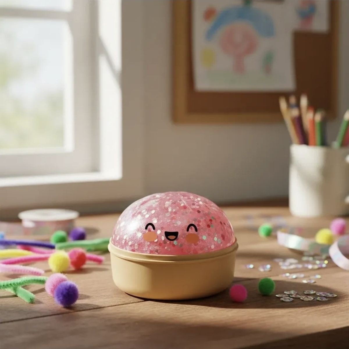 GENERICO - Bao squishy  Rosado Purpurina Brillante  Viral Dumpling Sensorial .