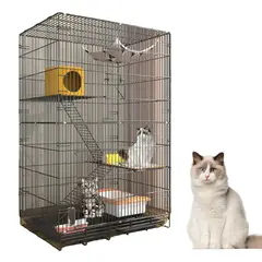 TSKY CHILE SHOPPING - Jaula para Gatos 3 Niveles, Jaula Estancia Para Gatos, Conejos y Mascotas Pequeñas,68 x 50 x 105 cm