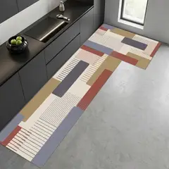 GENERICO - ALFOMBRA DE COCINA 2 PIEZAS GEOMETRIC MULTICOLOR TF