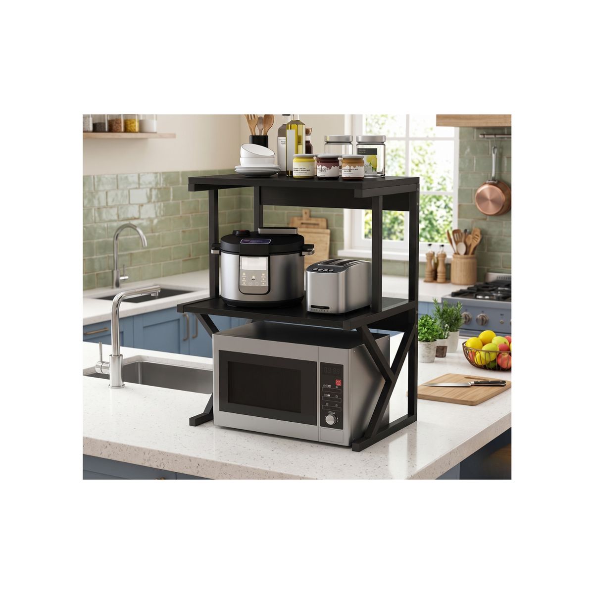 GENERICO - Estante Cocina Para Horno Microondas Rack Organizador Negro