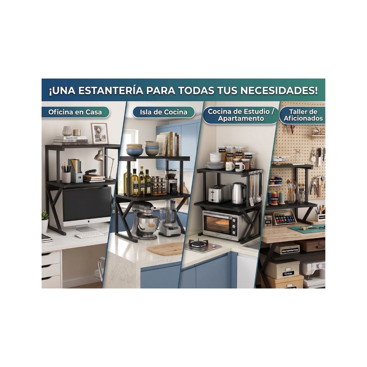 GENERICO - Estante Cocina Para Horno Microondas Rack Organizador Negro