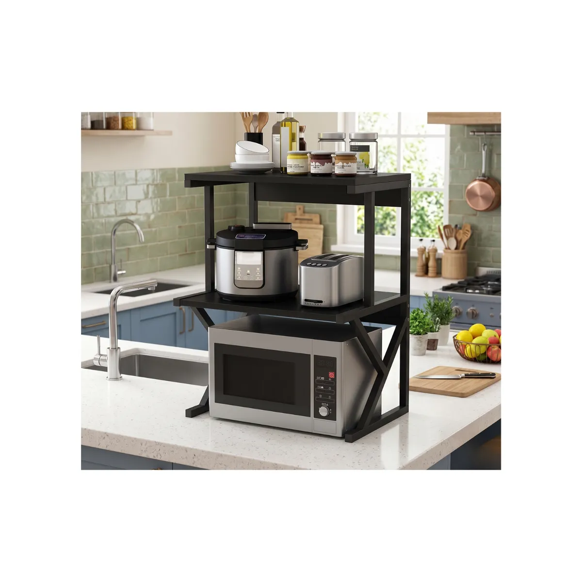 GENERICO - Estante Cocina Para Horno Microondas Rack Organizador Negro