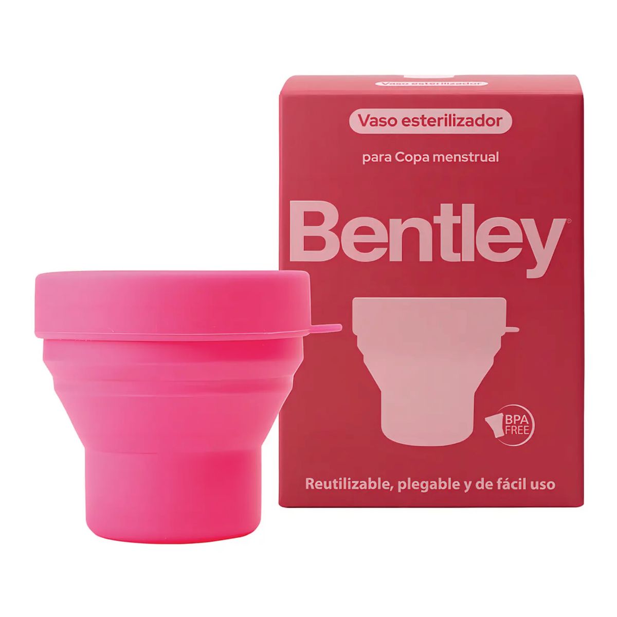 BENTLEY - Vaso Esterilizador Copa Menstrual Bentley Silicona Rosa