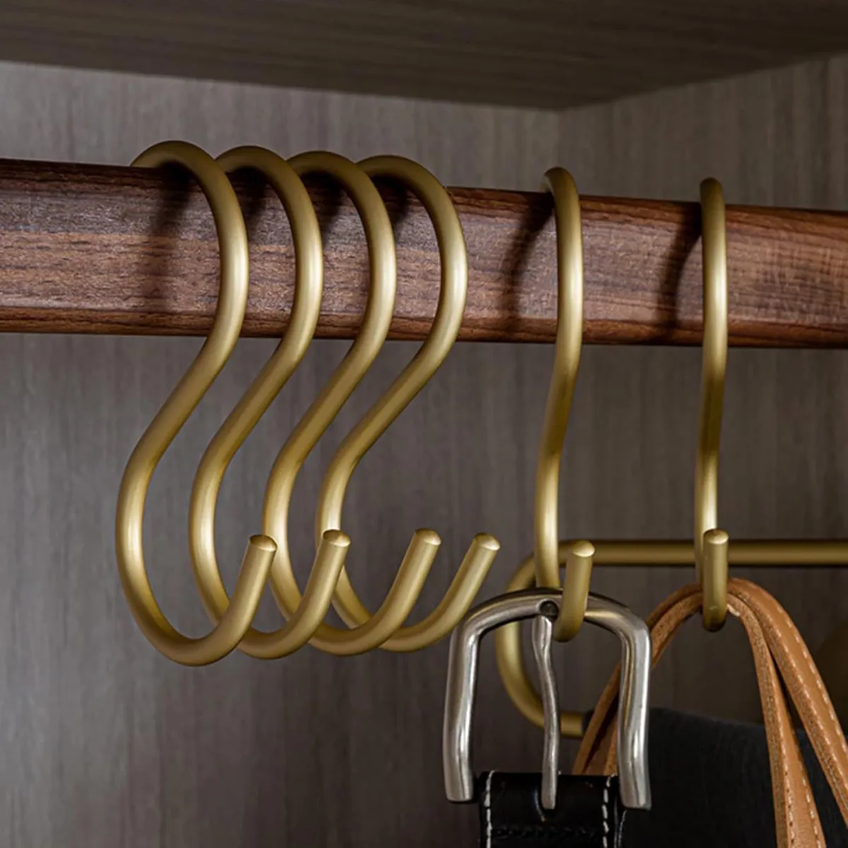 SANTU HOME & DECO - Set 10 Ganchos En Forma S Dorado 110x55mm Aluminio Dorado oscuro