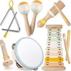 AIZO - Set Instrumentos Musicales Niños Madera Montessori 6 Pcs