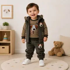 TOPBABY - Conjunto De Poliéster Tres Piezas Para Bebés Color Verde