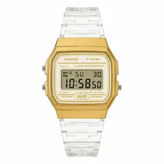 CASIO - Reloj de pulsera unisex F-91WS-7A2 transparente marcos dorado