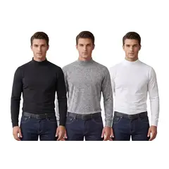 LIKE SHOP - Pack 3 Camiseta Beatle Hombre Juvenil. Algodón Manga Larga 6516