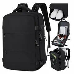 GAUNE - Mochila De Viaje Laptop Compartimento Zapatos Impermeable Color Negro