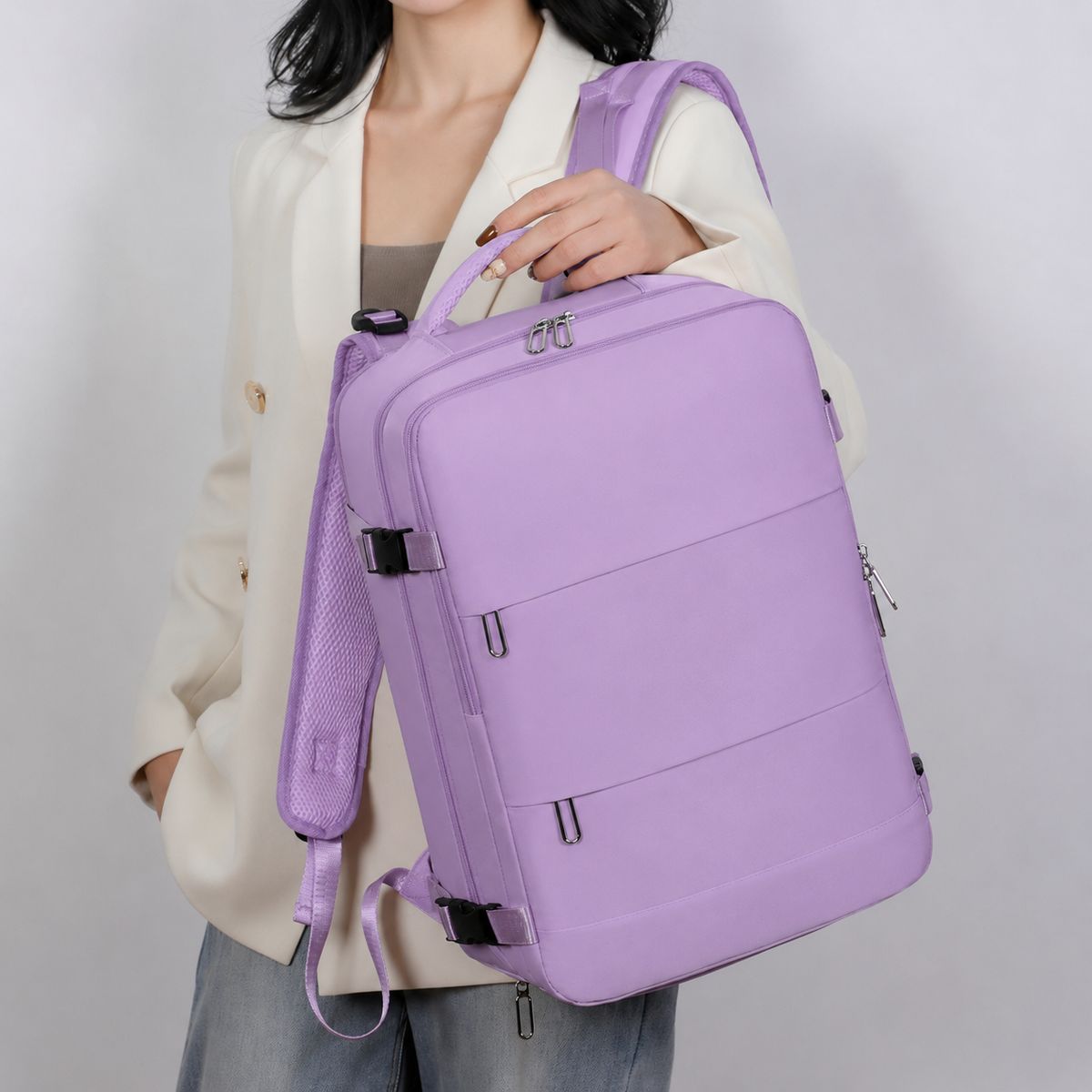 GAUNE - Mochila De Viaje Laptop Compartimento Zapatos Impermeable Color Morado