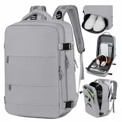 GAUNE - Mochila De Viaje Laptop Compartimento Zapatos Impermeable Color Gris