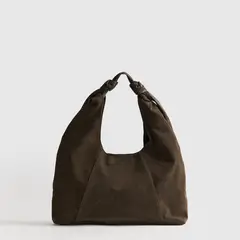 LOUNGE - Cartera De Hombro Medialuna Nudo Suede Woman